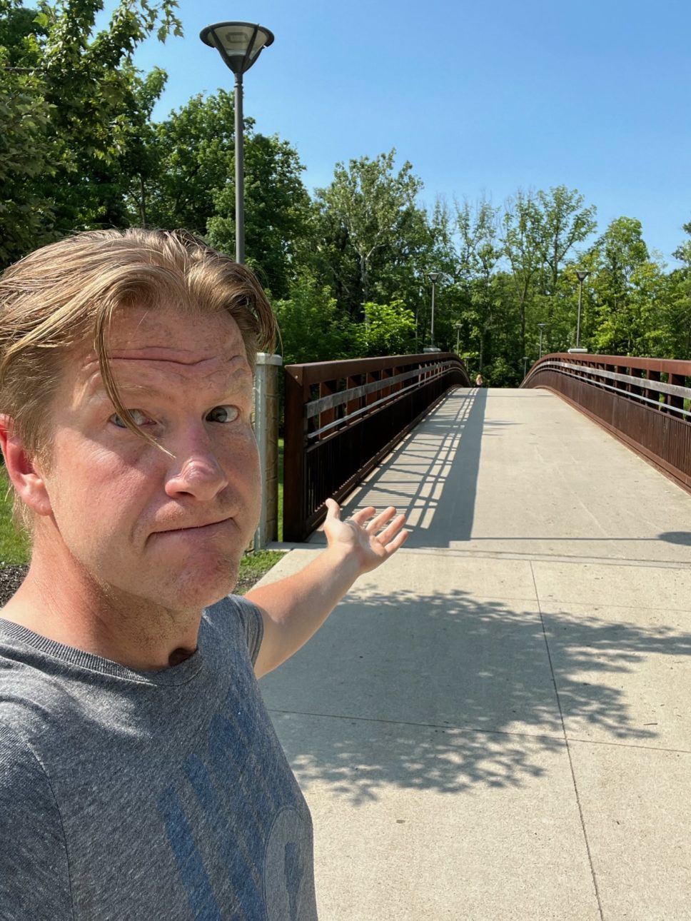 Man Welcoming you to a bridge